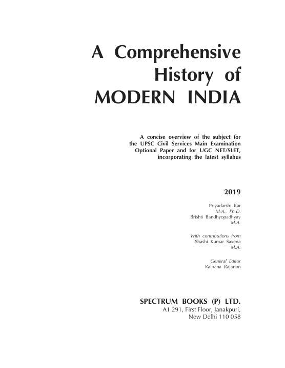 A Comprehensive History of Modern India